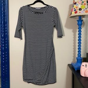 Zolita Knit Black and White Striped Fitted Dress